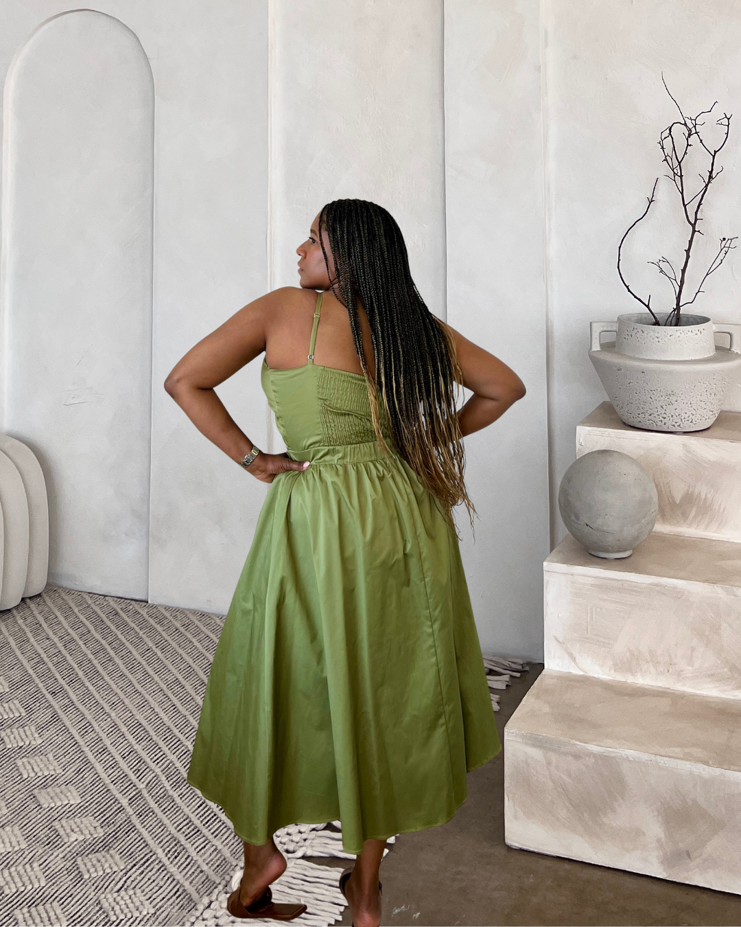 One-Shoulder Twisted Bow Midi Dress