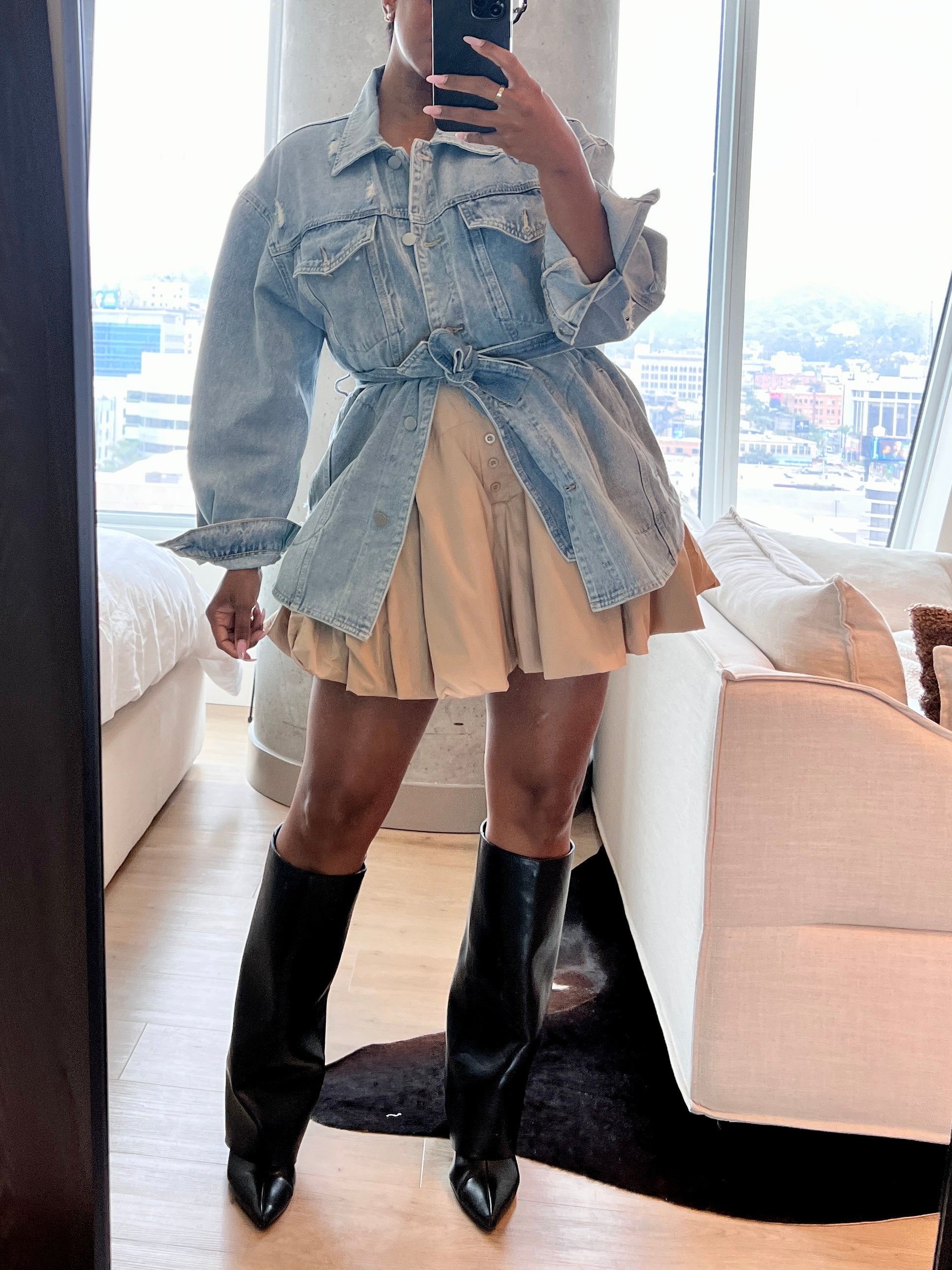Bubble Hem Skirt in Khaki
