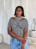 Striped Cutout Twist Top