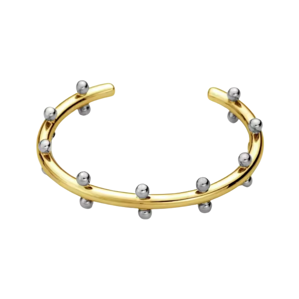 Chic Beaded Bangle Mixed Metal