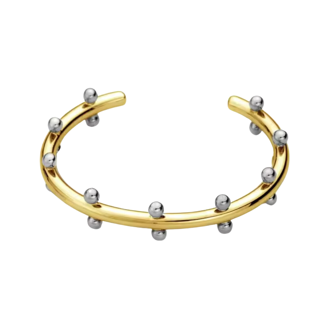 Chic Beaded Bangle Mixed Metal